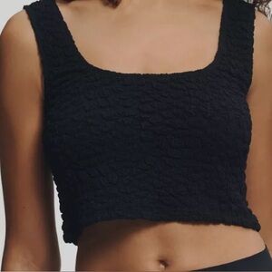 Anthropology Black Textured Crop Top